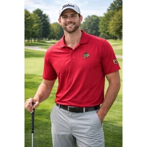 Antigua Chicago Blackhawks Men's M Polo Shirt Red NHL Golf Performance